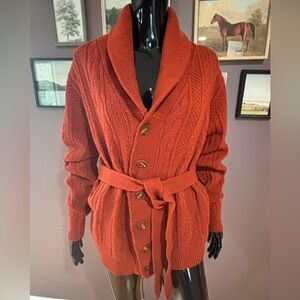 Vintage 60’s National Shirt Shops Women's Rust Cable Knit Cardigan Sweater